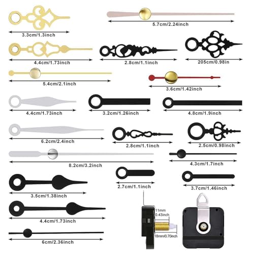 Mécanisme de mouvement d'horloge à quartz avec 7 paires d'aiguilles pour horloge murale bricolage - 8