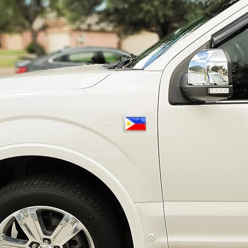 Image of Philippines Flag Sticker Emblem Filipino Decal Car Chrome Flags, 2 Pack, 3 x 2 inches