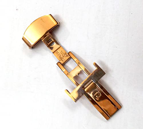 Image of 14mm 16mm 18mm 20mm 22mm Butterfly Push Type Stainless Steel Silver Rose Golden Black Deployment Buckle Clasp Fits Leather Rubber Watch Band Strap