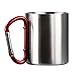 Life Gear Stainless Steel Double Walled Mug with Carabiner Handle - Portable Rockclimbing, Hiking, Backpacking or Camping Travel Cup 10 oz