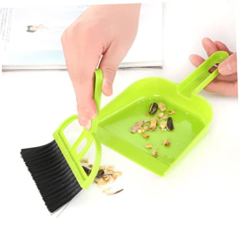 OUNONA Mini Kehrbesen und Kehrschaufel Set für Käfigreinigung Reinigungsset Grün für Enge Räume Schreibtisch und Wiederverwendbar Reinigen – Bild 4
