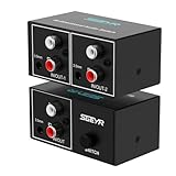 3.5mm Aux + RCA L/R Bi-Directional Stereo Audio Switch 2 in 1 Out A/B Analog Audio Switcher Selector,SGEYR Black Metal Case