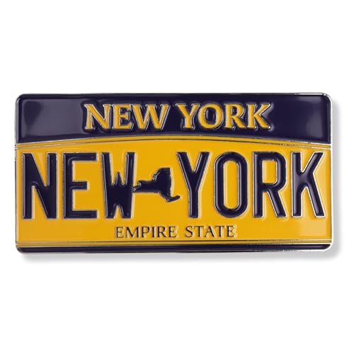 New York License Plate Magnet, Empire State Travel Souvenir, 3 x 1.5 Inches