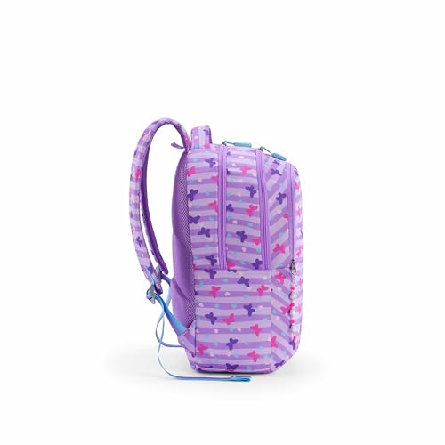 Image of American Tourister Sway | 32 Ltrs | 3 Compartments | Bottle Pocket | Ergonomic Padded Back Panel & Shoulder Straps | School Backpack for Boys & Girls | Butterfly Lavender