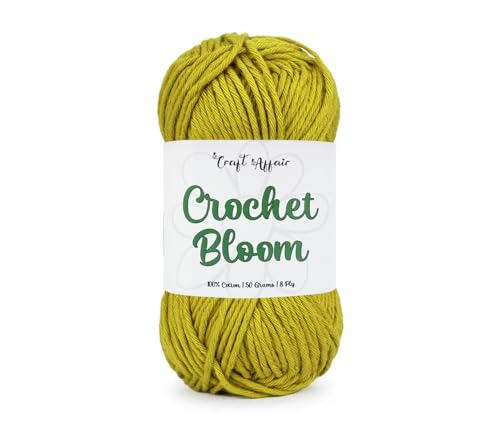 Image of Craft Affair | Crochet Bloom Cotton Yarn 8ply (2mm, 77Meter, 50Gram) 100% Pure Cotton | Knitting Yarn | for Embroidery, Craft & DIY Project: Yellow Orchid
