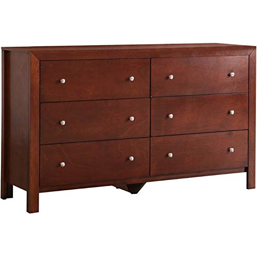 BOWERY HILLEngineered Wood Transitional 6 Drawer Dresser in Cherry