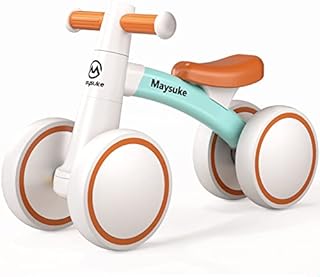 Maysuke Baby Balance Bike for 1 2 Year Old Boy and Girl, Toddler Bike 10-24 Month Baby Riding Toys with 4 Wheels, No Pedal First Birthday Gift Christmas (Green)