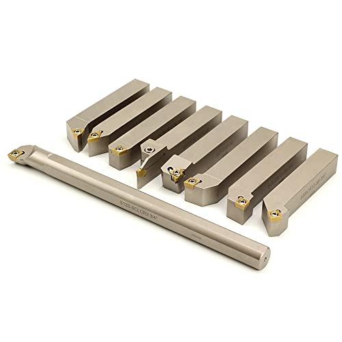 Oscarbide 3/4"Shank 9 Pieces/Set Indexable Nickel Plated Lathe Turning Tool Holder And Boring Bar,Cnc Heavy Duty For Turning Grooving Threading Cut Off thumb #6