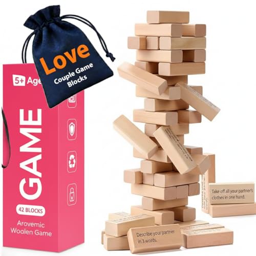 Image of Couple Jhinga Wooden Tumbling Tower Game 42 Pcs | Classic Block Stacking Game for Adults | Educational Indoor Party & Family Fun Game | Handcrafted Wooden Toy (Classic)