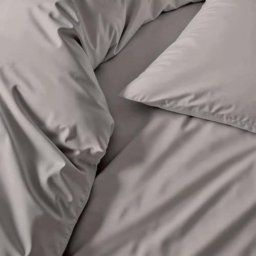 Image of Italic Luxe 100% Australian Cotton Bedding Bundle - 400 Thread Count - Pebble Grey, Full Size - Includes Fitted Sheet, Flat Sheet & Pillowcases - Ultra-Soft & Breathable Bedding