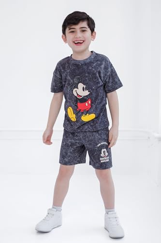 Image of Disney Mickey Mouse Vintage Wash T-Shirt and Shorts Outfit Set Toddler to Big Kid Sizes (2T - 10-12)