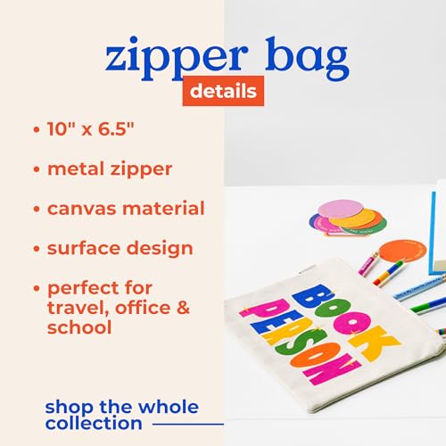 Image of ban.do Canvas Pen and Pencil Case for Adults, Small Zipper Pouch for Office /Art Supplies, Travel Toiletries, Makeup, Book Person
