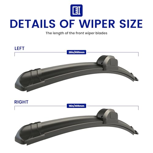 Image of OEM QUALITY 26 inch + 16 inch Premium All-Seasons Stable And Quiet Windshield Wiper Blades(Set of 2)