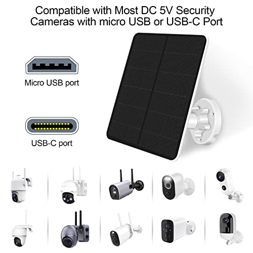 Solar Panel For Security Camera,7W Camera Solar Panel With Micro Usb & Usb-C Port,Ip65 Waterproof Security Camera Solar Panel For Dc 5V Rechargeable Battery Camera,9.8Ft Charging Cable(1 Pack) #TOP3