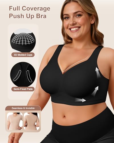 Image of Bras for Women Jelly Wireless Supportive Seamless Full Coverage Push Up No Underwire Comfort Plus Size for Older Women