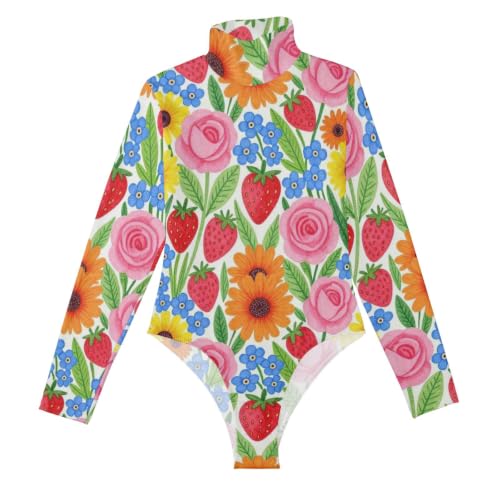 Body de manga larga para mujer con flores para un look casual de tarde
