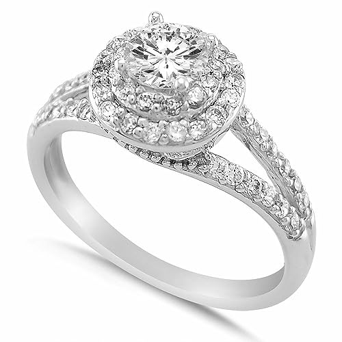 Ranjeeta Round Cut White Diamond 925 Sterling Silver 14K White Gold Over Diamond Halo Engagement Ring for Women2