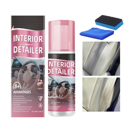 Limpiador de interior de coche,100 ml quitamanchas multiuso de detalle | Spray Limpiador Y Detallado Para Interiores De Coche | Para Tapicería de Cuero, Alfombra, Asiento, Camiones, Furgonetas y