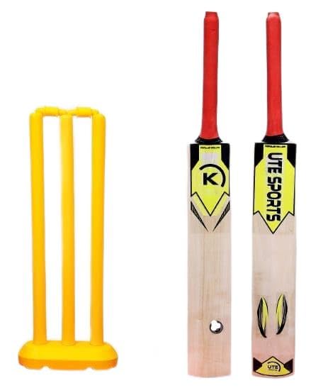 UTE SPORTS Kids Popular Willow Cricket Bat with Plastic Wicket Set & 2 Tennis Ball for Kids (Size 1, Age 6-7 Year Old Kids) Yellow-image-39