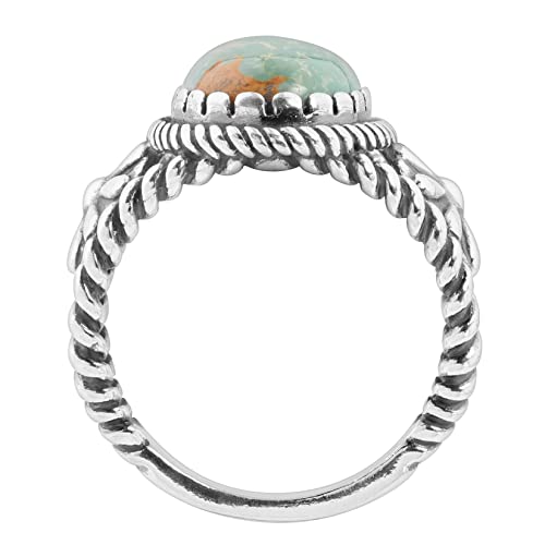 American West Jewelry Sterling Silver Genuine Gemstone Concha Flower Ring, Sizes 5 to 134