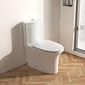 JINGZE Dual Flush Elongated Standard One Piece Toilet for Bathroom Comfort Height in White