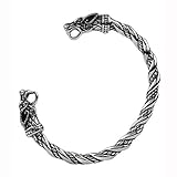 TURTLEDOVE Viking Wolf Fenrir Bangle - Adjustable Stainless Steel Norse Scandinavian Torc