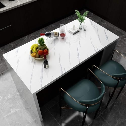 Image of WALLMATE Marble Wallpaper Self Adheisve Marble Wallpaper Waterproof Countertop Furniture Kitchen Marble Sticker (White Grey Marble, 24x60 Inch)