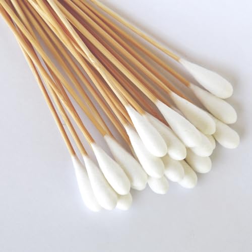 20 cm Lange Wattestäbchen,Wattestäbchen Großer Kopf,Langer Holzstab mit Wattekopf,Reinigungsstäbchen,Holzstab mit Dickem Wattekopf für Reinigung,Make-up,Ohrenpflege, 60 Stück