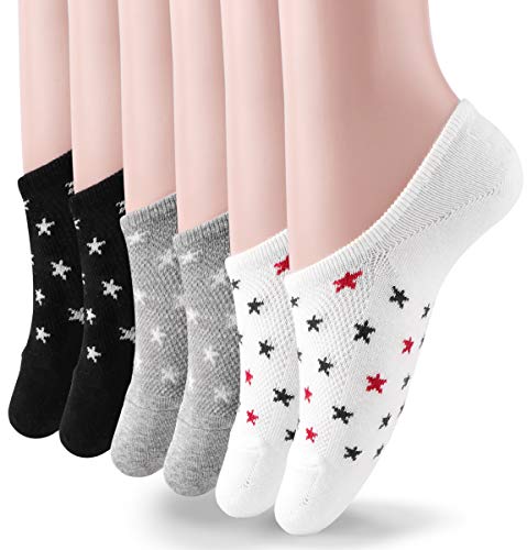 Image of No Show Socks Womens, Non Slip Low Cut Liner Ankle Footies for Sneakers Boat Shoes 6 Pairs
