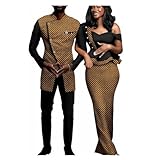 SkyWish African Print Dresses for Women Matching Couple Outfits Men Clothes Jacket and Pant Sets Party Wear 747 L Women