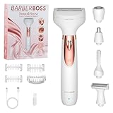 BarberBoss Rasoio elettrico donna 5 in 1, Kit epilazione ricaricabile, Rasoio per donna per corpo, bikini, viso, naso e sopracciglia, Rasoi donna senza fili Wet & Dry, Epilatore per viso, QR-8005