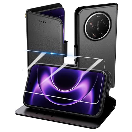 Aiziki Coque pour Xiaomi 17 Ultra, Flip Case+1 Verre trempé， Etui Protection Housse Premium en Cuir PU, [Pochette de Portefeuille] [Fermeture Magnétique]...