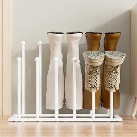 pickpiff Free Standing Shoe Racks - White Metal Boot Rack, Shoe Organizer for Dorm Room, Closet, Entryway, Bedroom, Patio Outdoor, Hallway, Black Shoe Rack Organizer, Shoe Storage Fit for 6 Pairs Cover