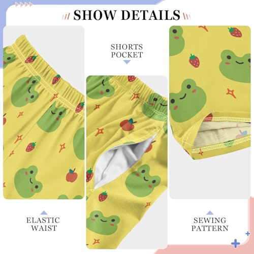 ZZXXB Frog Strawberry Boys Long Pants Soft Trousers Elastic Waist Kids Lounge Bottoms with Pockets S-XL4
