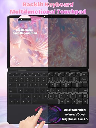 Image of 11 inch Pink 2-in-1 Convertible Touchscreen Laptop, FHD (1920x1200) IPS Display,Celeron N95 Processor, 16GB RAM 256GB SSD, Facial Recognition, HD Camera, Backlit KB, USB-C,Win 11 Pro for Students & Travel