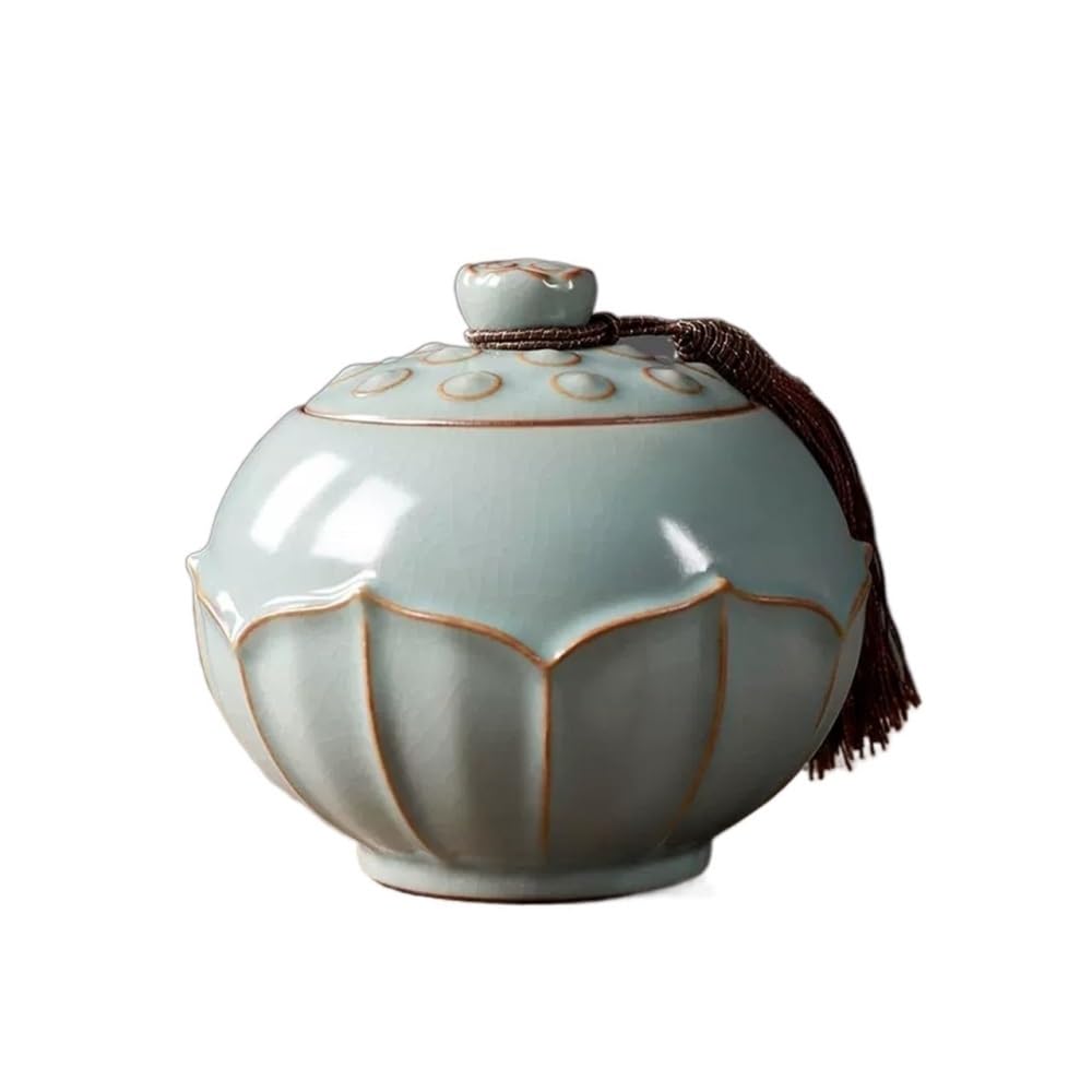 CHENGAIJIAN Tea Canister Retro Decorative Porcelain Tea Pot Ceramic with Lid(Green,S)