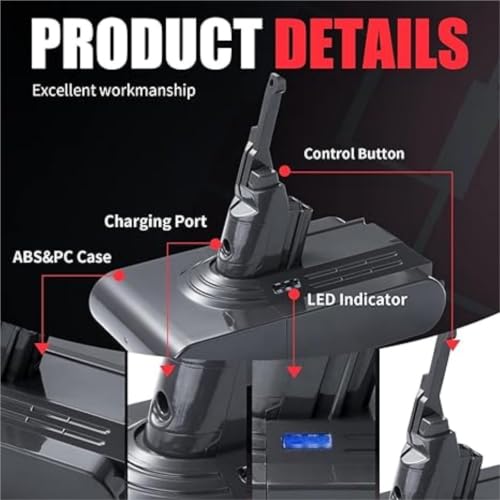 Batería V8 9800mAh compatible con Dyson aspiradora sin cable de 21,6 V 4