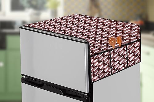 Image of The Furnishing Tree Fridge Top Cover Compatible for Samsung RT37C4512S8 /HL, 322 LTR WxL 65x111 in CM Symmetric Pattern Maroon
