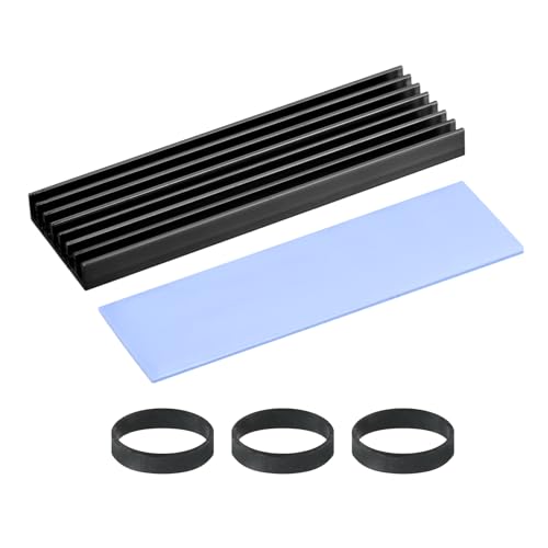 PATIKIL M.2 2280 Nvme SSD Heatsink 70x22x6mm, Radiator Cooler Aluminum Heat Sink Cooling Fin with Thermal Pads/Tape/Rubber Ring for Laptop Electronics CPU Led, Black