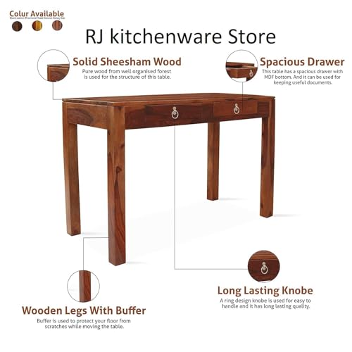 Image of sheesham Study Table Wood Reading Writing Study Table Computer Work Station Desk Drawers Storage for Home Office Students (Brown Walnut Mate Finish) (2 Drawer Study Table)