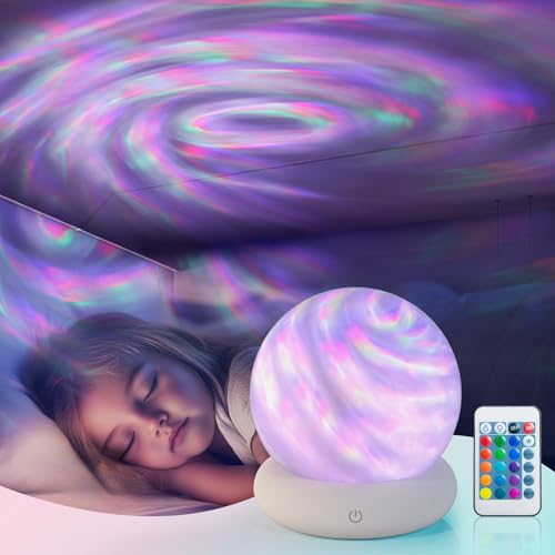 Ciskotu Luz Nocturna, Proyector Estrellas Infantil con 16 Colores, Lampara Estrellas Recargable con Remoto y Regulable, Luz Quitamiedos Habitación, Regalo Bebes