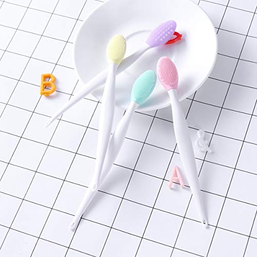 Popetpop Escova de dentes para cães dupla face com cabo longo curvo de silicone macio escova de dent