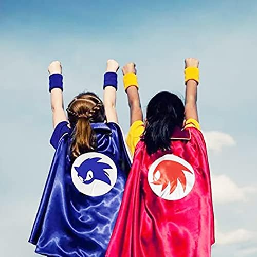 Formemory Sonic Cosplay Costume Capes Mask for Boys Girls Kids 5Pcs Set Fancy Dress up for Halloween Cosplay Children Gifts