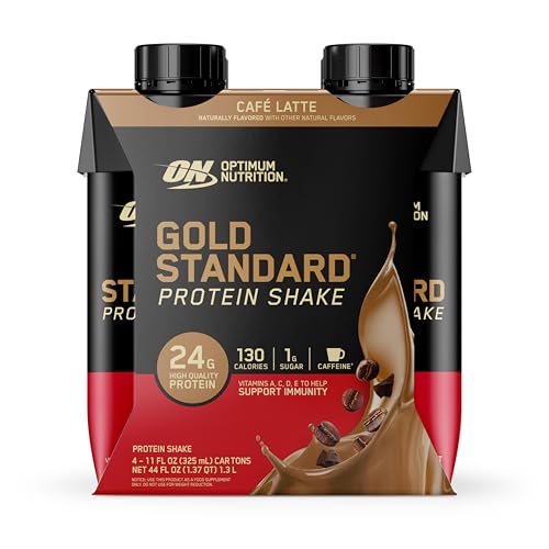 Image of Optimum Nutrition Gold Standard Protein Shake,24g Protein,Ready to Drink-Protein Shakes,Gluten Free,Cafe Latte,11 Fl Oz,(Pack of 24)