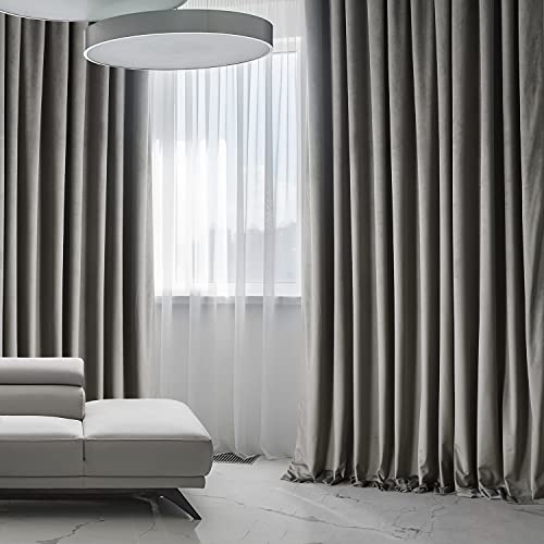 Image of HPD Half Price Drapes Signature Plush Extra Wide Velvet Blackout Curtains for Bedroom (1 Panel),100W X 120L Hotel Black Out Curtains for Living Room, Thermal Insulated Curtains, Nightlife Grey