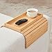LOVYANXUE Bamboo Sofa Arm Tray, Anti Falling Couch Arm Tray Table, Foldable Couch Armrest Table, Portable Sofa Armrest Trays Cup Holder for Drink, Cups, Phone, Snacks, Remote