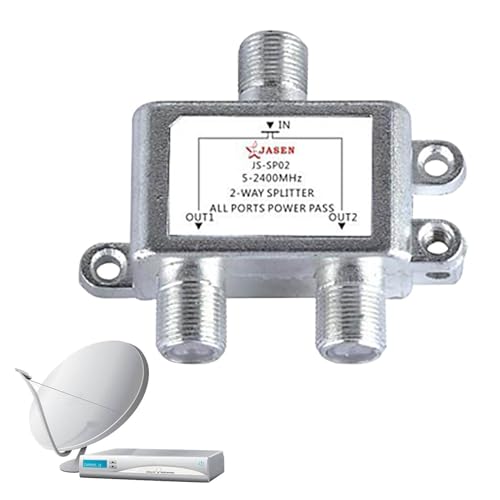 Combinador De Señal Satelital - Puerto De 2 Vías, Divisor Diplexor Coaxial | Carcasa De Zinc Compacta Y, Conector Tipo F, Alto Aislamiento De Baja Pérdida 5-2400 MHz, Conmutador De Cable SATV
