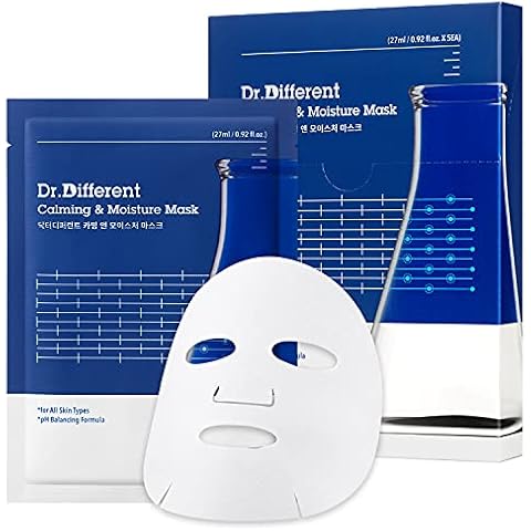 Dr.Different Calming & Moisture Mask 5 Sheets - NMF and Panthenol Hydrating Mask Sheet for Damaged Skin, 100% Cotton Sheet, Soothing for Sensitive Skin Cover