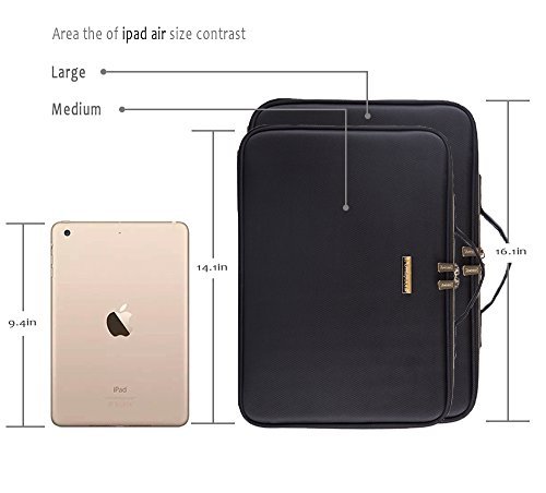 Rownyeon Makeup Case Travel Makeup Bag Train Case Professional Portable Cosmetic Makeup Brushes Organizer Case Cosmetic Storage Bag For Women Eva Adjustable Dividers 14.1" Medium Black #TOP3