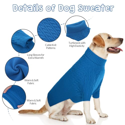 CITTOILE Dog Jumper,Knitted Pullover Dog Sweater for Small Medium Large Dog,Washable Turtleneck Knitted Sweater Dog Coat,Comfortable and Soft Winter Coat,Warm and Light Dog Sweater - Image 2